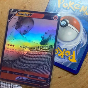 Spersonalizowana holograficzna karta Pokémon - Ludzie/Zwierzęta - własne zdjęcie - Prezent na Dzień Ojca/Dzień Matki/Urodziny/Rocznica/Boże Narodzenie/Walentynki