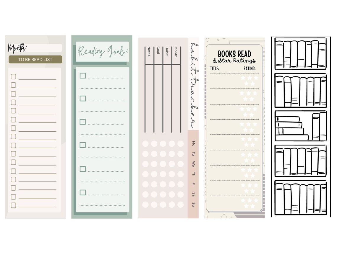 Habit Tracker Bookmarks | Instant Download, Digital Bookmarks Set ...