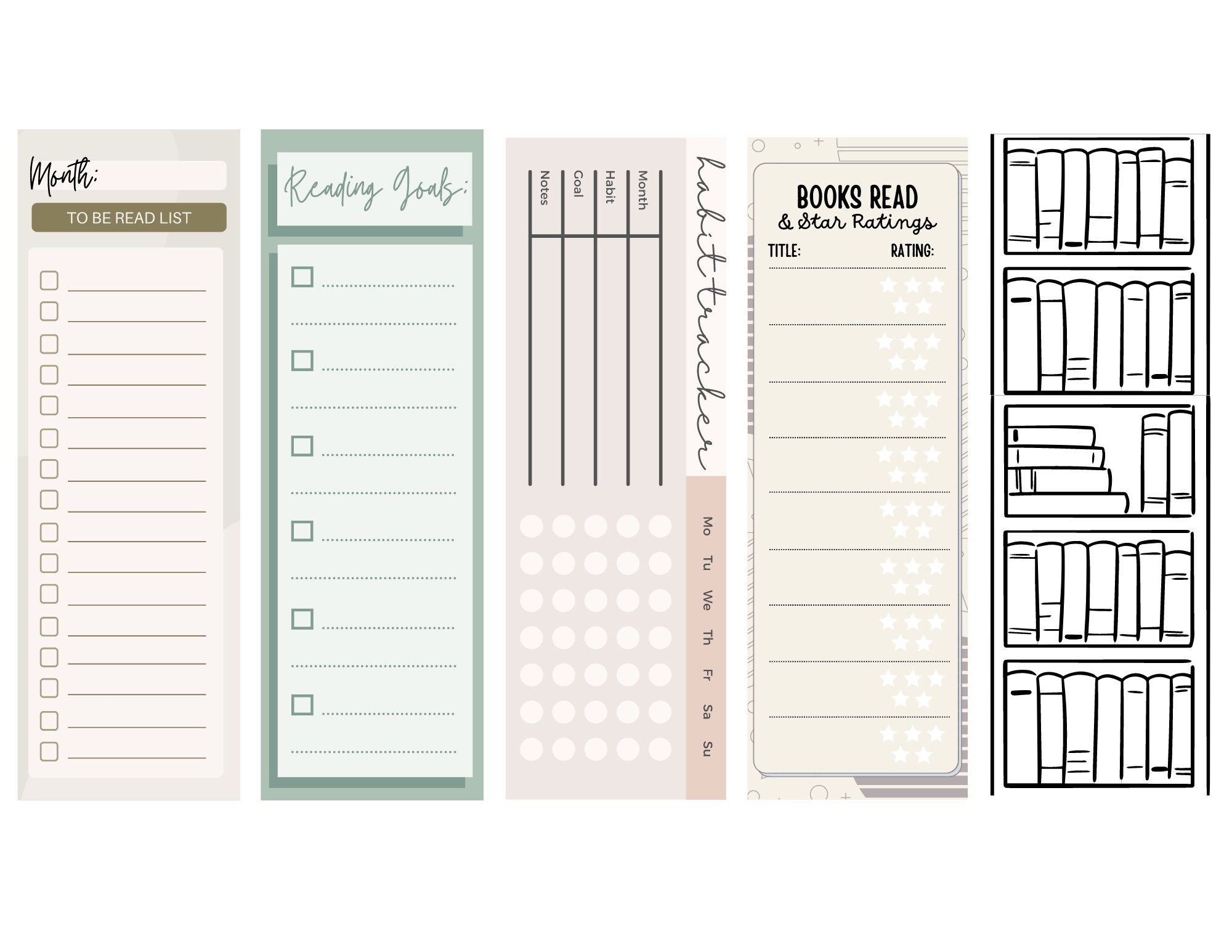 Habit Tracker Bookmarks | Instant Download, Digital Bookmarks Set ...