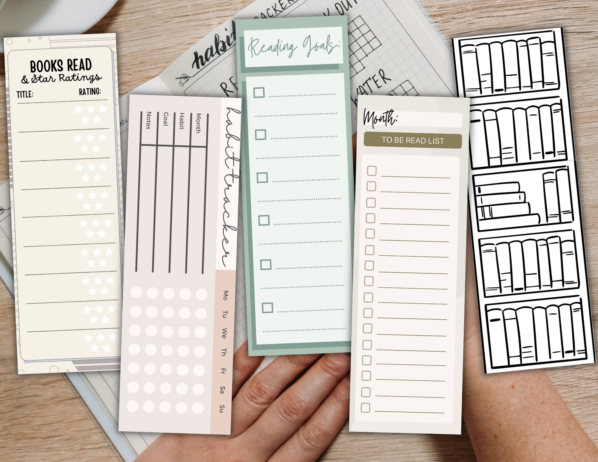 Habit Tracker Bookmarks | Instant Download, Digital Bookmarks Set ...