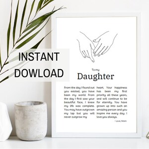 Downloadable Daughter Art, Daughter definition printable wall art, daughter definition print, daughter birthday gift, Mums Special gift