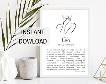Leo Downloadable Art, Leo definition printable wall art, Leo definition, Zodiac Print, Leo Gift