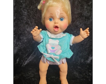 Vintage Galoob Baby Face Doll So Excited Becca #23 Bathtub Blonde Blue Eyes 1991