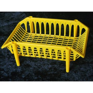 Panier de rangement empilable en plastique jaune VTG, organisateur de grille, bureau, jouets en papier