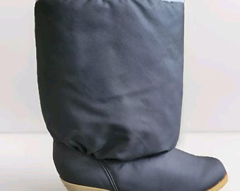 NEW Vintage Lacrosse Womens Snow Rain Boots Size 5 Heel Black Zip Up 70s? NOS