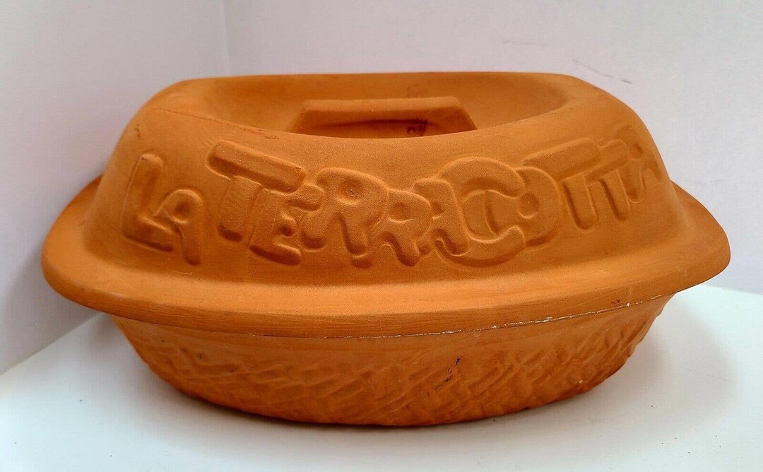 Terracotta Terra Cotta Clay Baking Oven Dish Vintage Roaster W/ Lid Casserole Etsy