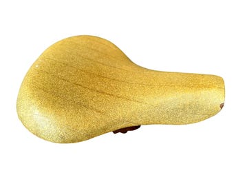 Vintage 60s Persons USA Bicycle Saddle Gold Sparkle Glitter Vinyl Cruiser Seat