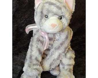 Vtg Ty Classics Caviar Grey Striped Tabby Cat Plush Stuffed Kitten 2004 TySilk