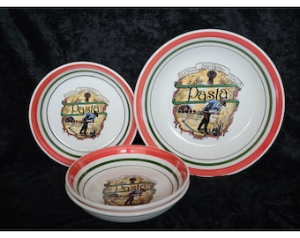 Castellania Juego 1 ración y 3 cuencos de pasta Italia "Buona San Remo"