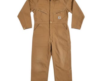 Carhartt X01 BRN Coveralls 48Tall XLT Duck Canvas Quilt Lined Work Jumpsuit