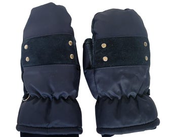 Vintage Womens Down Filled Snowmobile Suede Leather Mittens Size M