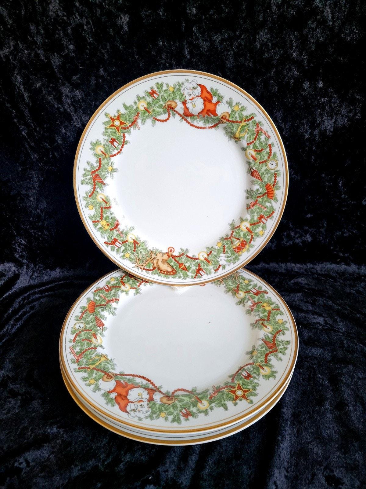 4 Fitz & Floyd St. Nicholas Christmas Dinner Plates 10-1/4” 1978 VTG Set of 4