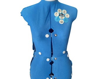 Venus Turn & Lock Adjustable Dress Form Sewing Mannequin Torso Blue Vintage