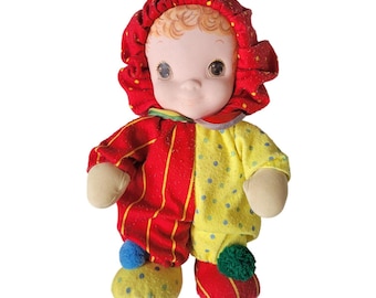 Vintage Jammie Pies Winkum Plush Doll Playskool Red Yellow Clown 1980s Toy