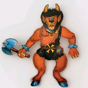 Vintage Halloween Jointed Die Cut Devil Horned Monster Cloven Hooves Troll