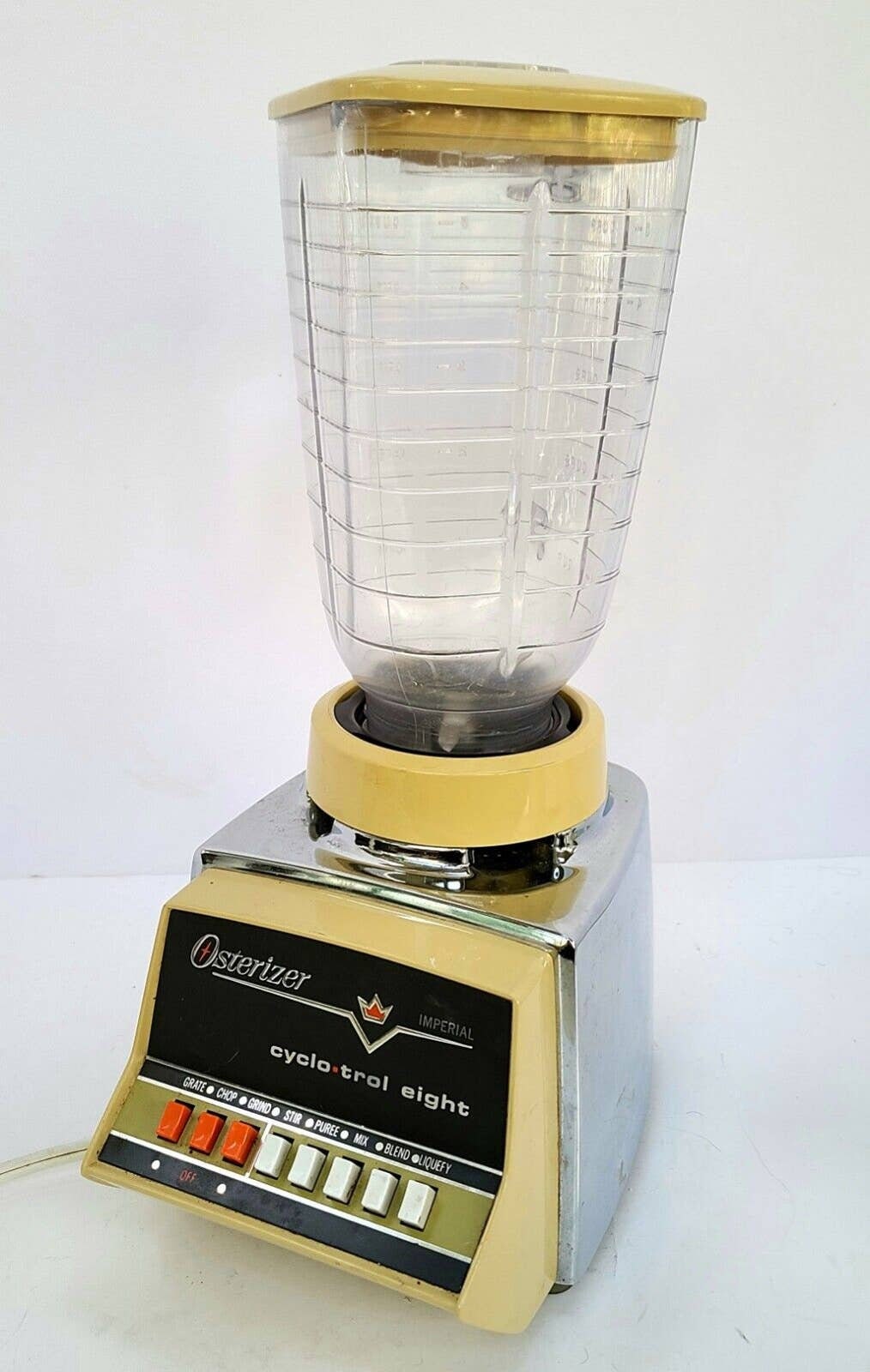 Osterizer Imperial VIII Glass Chrome Blender Tan Yellow Blender, Small  Appliance, Vintage 1970s RETRO 