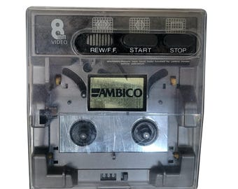 Ambico 8mm V-0758 Video Cassette Tape Rewinder Clear Lid 3-Digit Counter Vintage