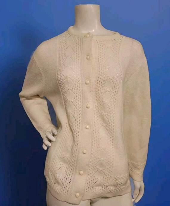トップス 60's Hand made knit cardigan 60s Colorful Hand Knit Cardigan | M - Lucky Vintage