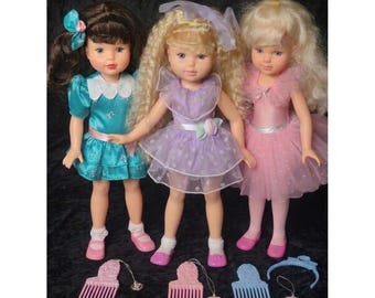 3 Vtg My Beautiful Doll Brenda Rosemary Marissa 1989 Hasbro Lot Combs & Lockets