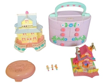 Vtg Bluebird Polly Pocket Lot Cinderella Castle Clubhouse  Doghouse Playhouse