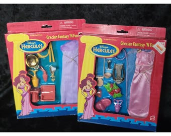 Disney Hercules Grecian Fantasy N Fun Doll Outfits Mattel Megara Pink Purple 2pk