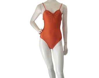 VTG 60s 70s Bodysuit Burnt Orange USA Leotard 'VTG Medium' Spaghetti Strap