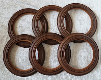 6 Van Hygan & Smythe Round faux wood Plastic Picture Plate Frames 11" VHS