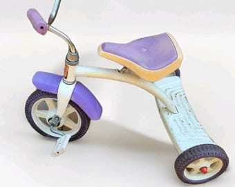 Triciclo vintage de metal Roadmaster para niñas, fabricado en EE. UU., color morado, para niños.