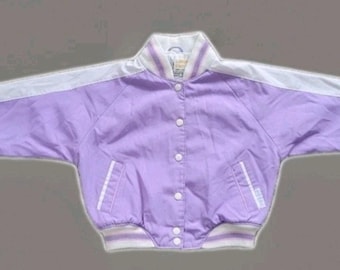 Vintage 90s Purple Bomber Jacket Girls Youth SZ 4T London Fog Varsity Style