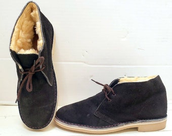 Womens Brown Leather REAL Fleece Lined 