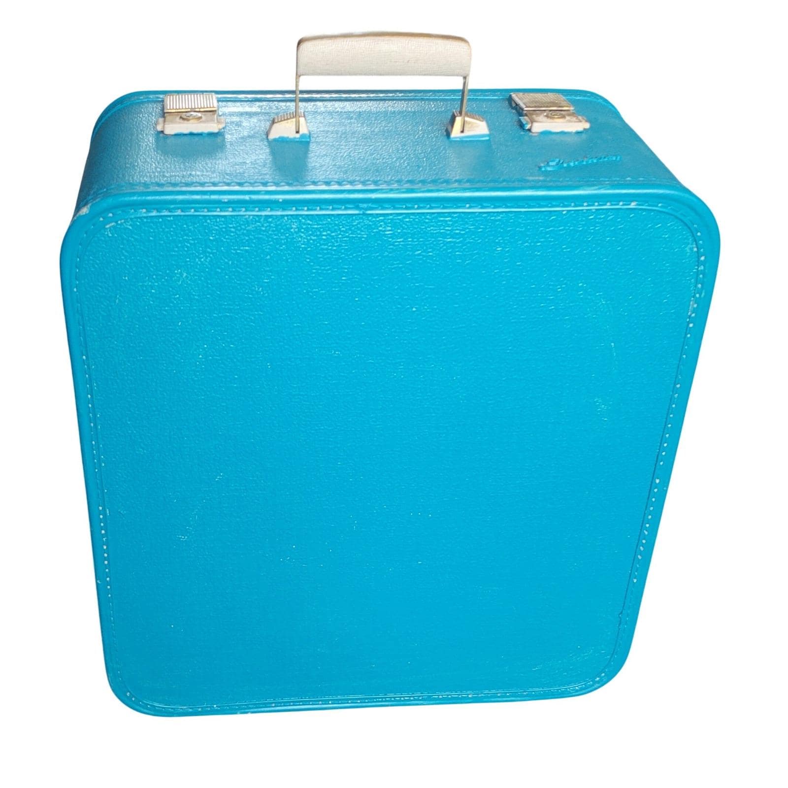 Vintage Starline Turquoise Blue Hard Shell Suitcase Mid Century