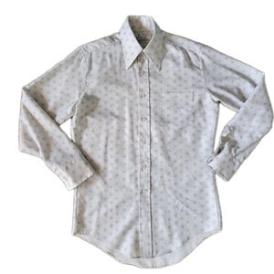 Vintage 70s Disco Shirt Men Kmart Permanent Press Size Large Geometric Button Up