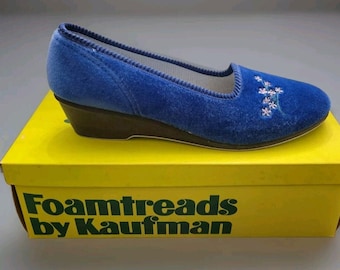 NEW 1970s Vintage Womens Comfort Foam Slipper House Shoes Foamtreads Size 6.5