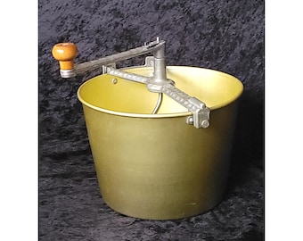 Vintage Mirro Aluminum Bread Maker Hand Crank Dough Mixer Gold Anodized USA