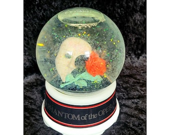 Globo de nieve musical VTG Enesco del Fantasma de la Ópera, Máscara Rosa, Música de la Noche
