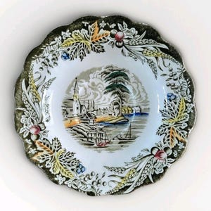 10 Pcs Staffordshire England Village of Cedars Bartletts Dessert Bowls Ridgway