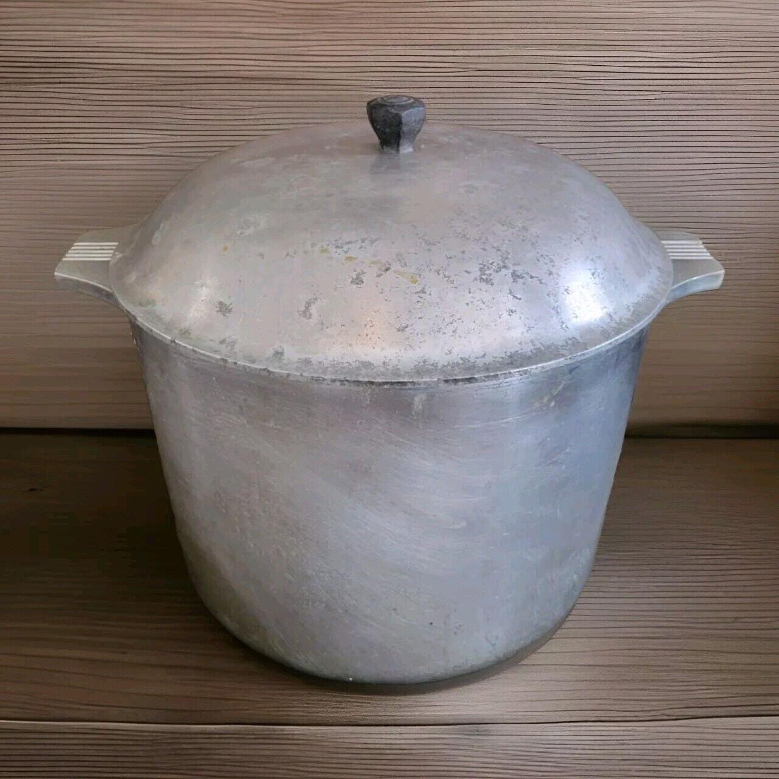 Vintage Magnalite GHC 7 1/2 Quart 7.5 Qt Aluminum 7 Liter Stock Soup Pot w/Lid