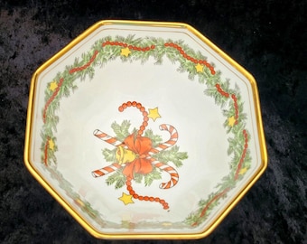 Fitz and Floyd St. Nicholas OCTAGON Bowl 5" 1978 Christmas Santa Made In Japan