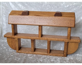 Solid Oak Wooden Noah's Ark Shelf Boat Display shadowbox