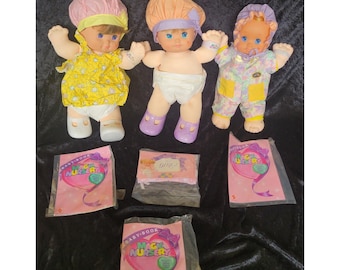 Vtg 1989 Magic Nursery Doll Lot of 3 Sealed Baby Girl Outfit & Booklets Mattel