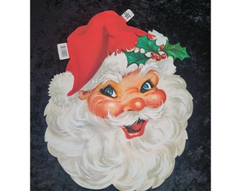 New Vintage 1960s Carrington Die Cut Christmas Santa Claus Decor New Defects