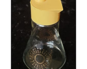 Vtg MCM Pyrex Atomic Sunburst Dressing/Syrup Bottle Dispenser Harvest Gold