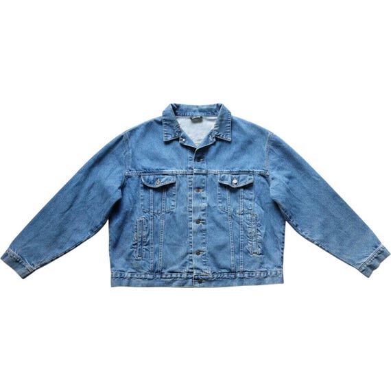 Vtg 90s Denim Trucker Jacket Union Line Graybear Mens 2XL Blue Cotton Made USA