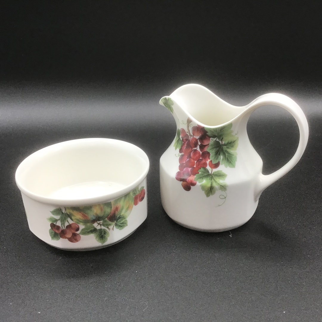 Vtg Royal Doulton Everyday Vintage Grape Set of Creamer and Open Sugar
