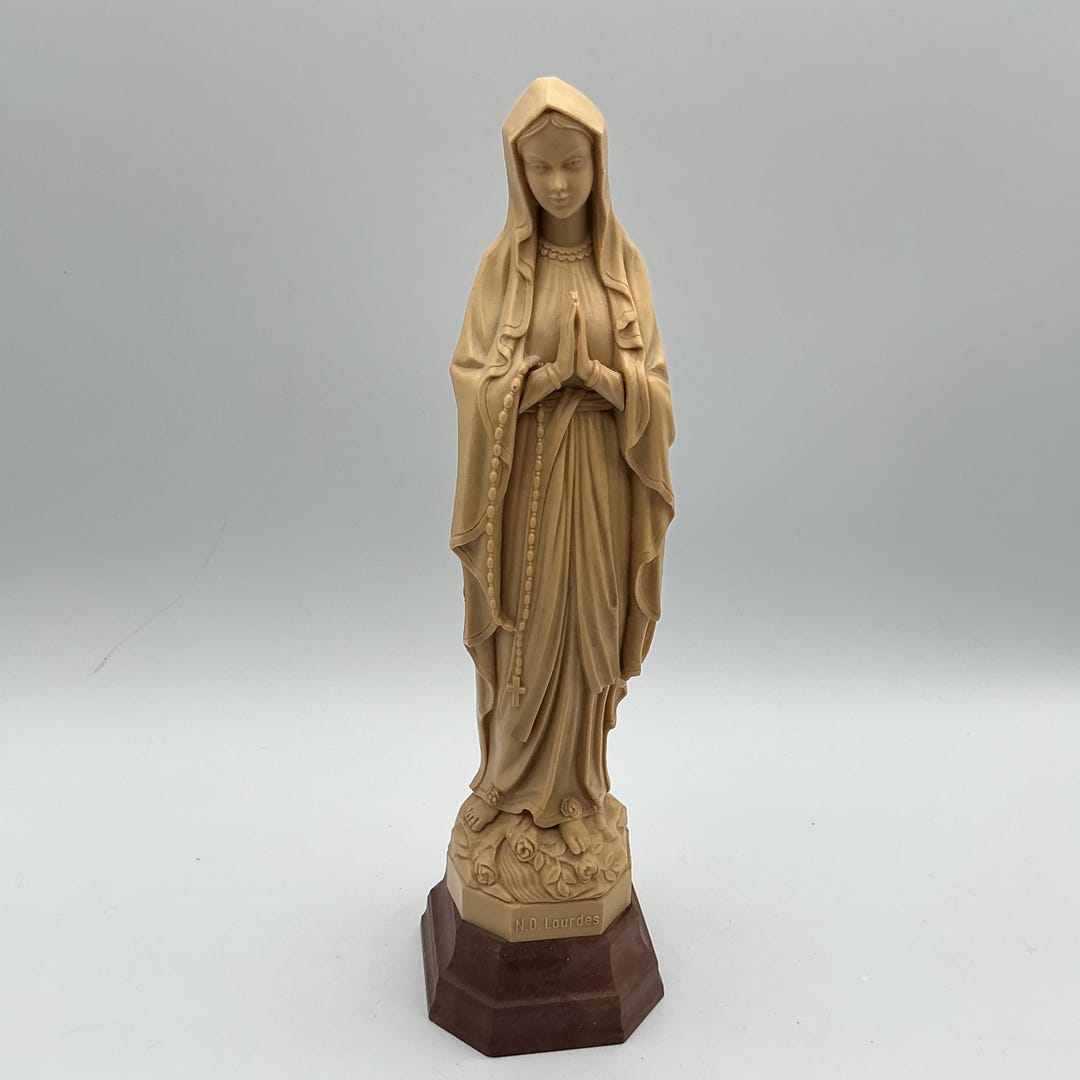 Vintage Our Lady of Lourdes Statue Germany Catholic Virgin Mary Rosary ...