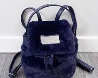 Swarovski Crystal FW18 Blue Mini Backpack Faux Fur New In Box #5458099