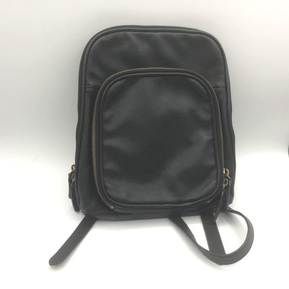Margot Black Leather Mini Backpack Purse | Vintage Style  display picture 2
