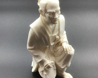 Vintage A Giannelli Italian Alabaster Sculptures Samurai Signed 1988