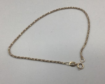 Bracelet 10K Solid Yellow Gold Rope Bracelet 1.5” Thick and approx 7.5”, Delicate Real Gold rope Women bracelet.