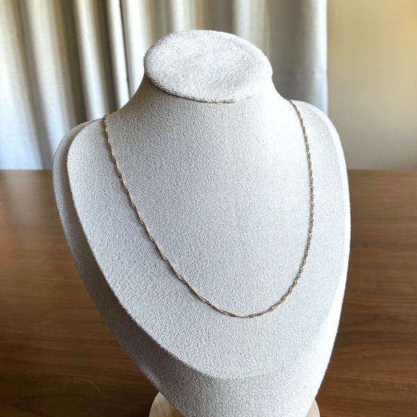 10K Solid Italian Gold Singapore Chain Necklace, Dainty Sparkle Twisted Wave Link For Women